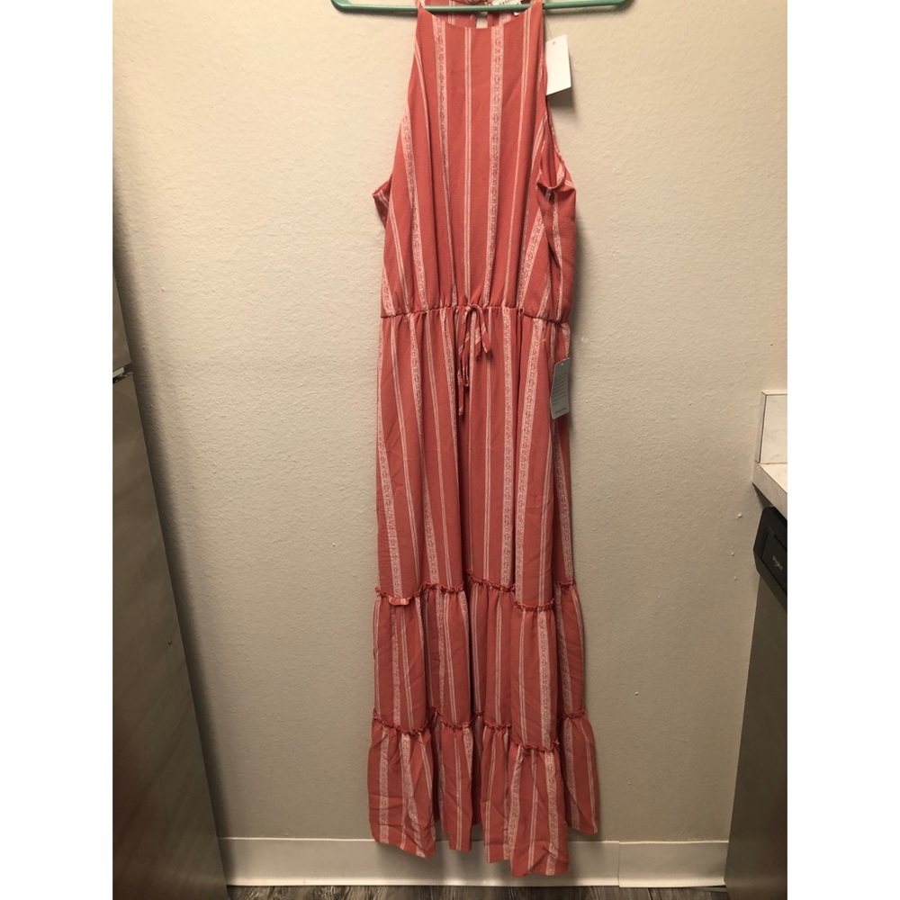 Salmon colored prairie skirt maxi dress